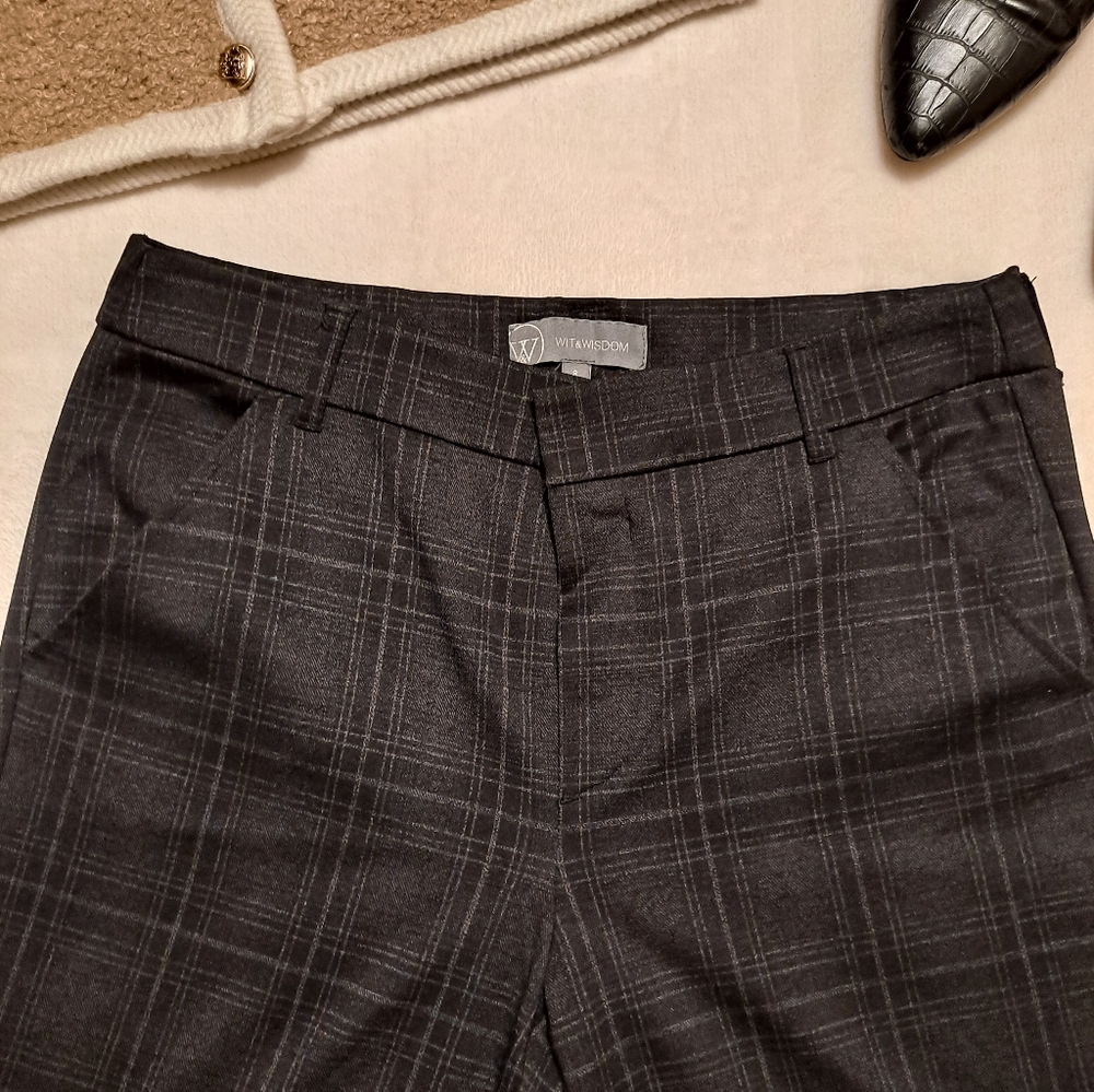 Wit & Wisdom Charcoal & Light Gray Plaid Trousers Women's Size Medium